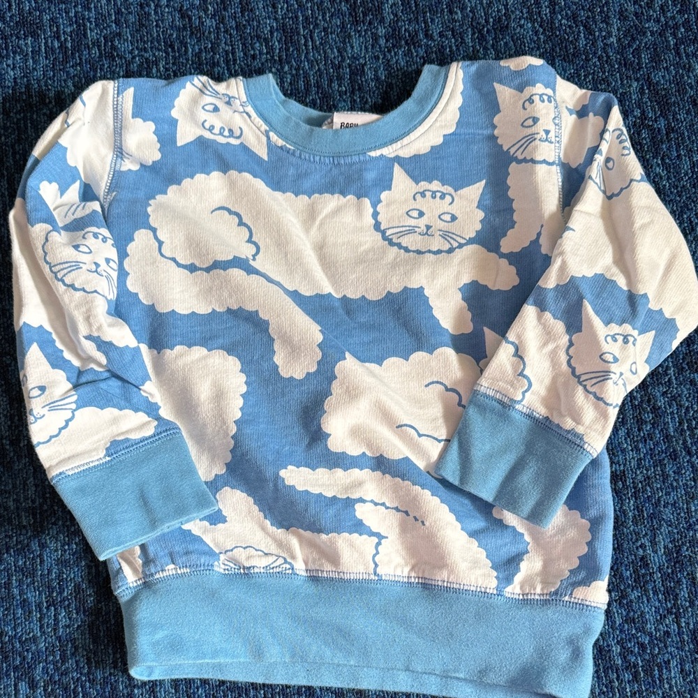 Blue Cat Print Kids Sweatshirt